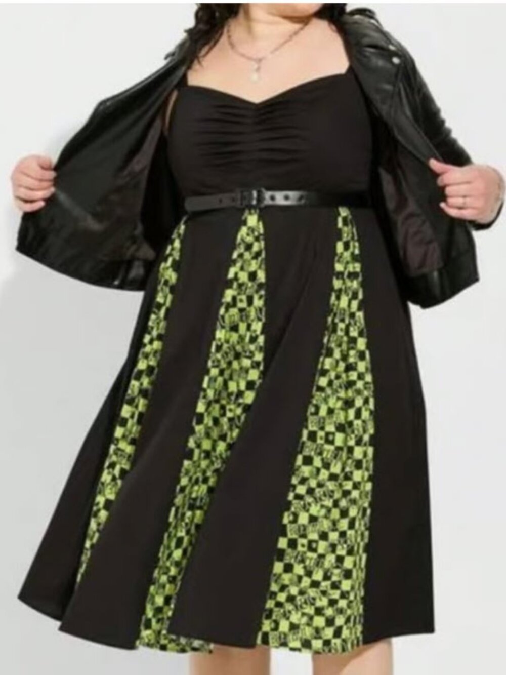 Torrid Warner Bros Beetlejuice Sweetheart Godet Skater Dress Size 00 EUC!